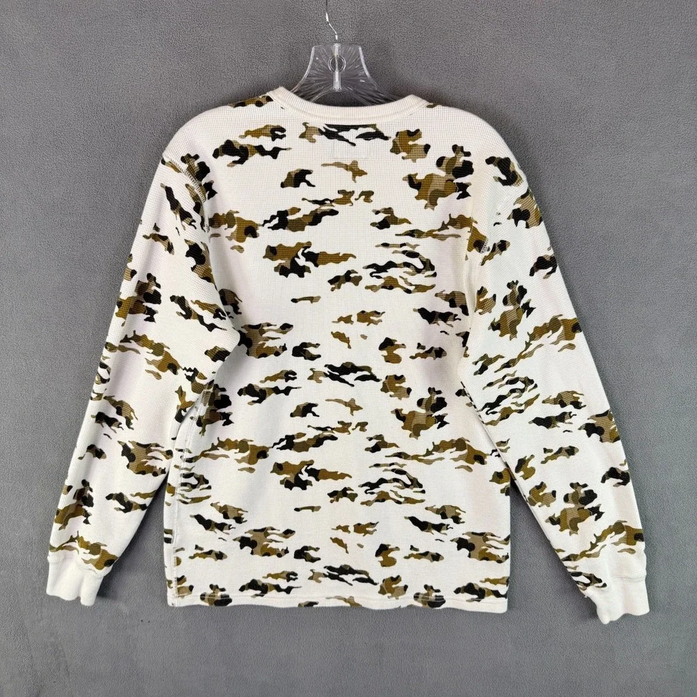 Y2K Converse Mens‎ Sweatshirt M Snow White Camo Skate Grunge Waffle Knit RARE